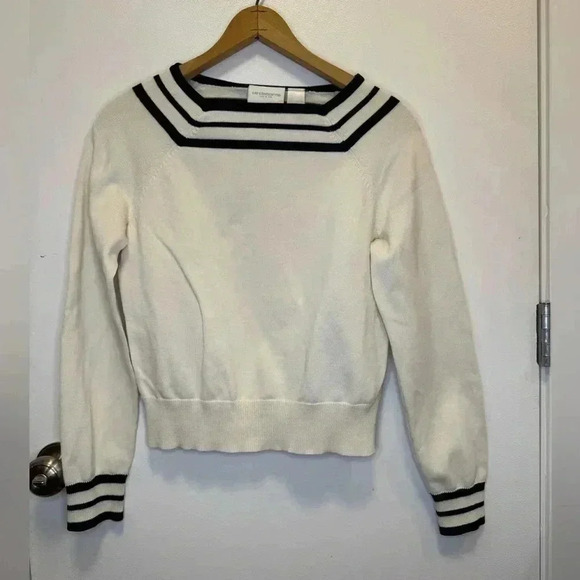 Liz Claiborne pullover crewneck lightweight sweater white and black size small - Picture 1 of 10